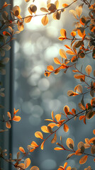 Wall Mural - Autumn modern trendy template. Orange, blue colors. Clear minimalistic design. Place for text graphics concept design. poster invitation flyer banner email header. Vertical . Generative Ai content