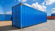 Ready-to-ship containers of various colors lined up at a dry port or seaport