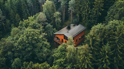 Wall Mural - life in the forest in a treehouse, which is an island of tranquility, although a little isolated, but still wonderful, generated by AI