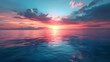 Coucher de soleil ton rose sur océan paisible