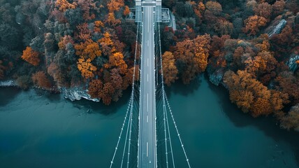 Wall Mural - bridge over the river, also a wonderful sight from a bird's eye view, generated by AI