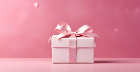 Wall Mural - pink gift box with ribbon
