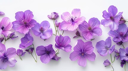 Poster - purple flowers on a white background, Generative AI