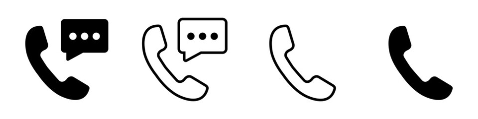 Wall Mural - vector black and white phone icons on isolated background. phone icons set for your design. vector i