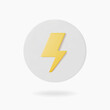 3d yellow energy icon. Realistic 3d render lightning bolt icon. Vector illustration.