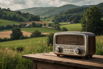 A vintage radio at country side