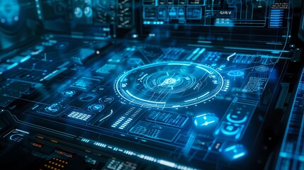 Technology blue computer screen building abstract graphic poster web page PPT background