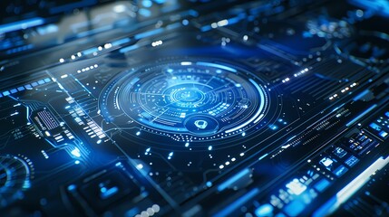 Technology blue computer screen building abstract graphic poster web page PPT background