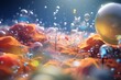 hyperdetailed conceptual scene with big magic bubbles with tiny worlds inside close-up view