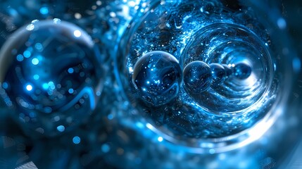 Wall Mural - Digital blue round universe liquid water drop poster web page PPT background