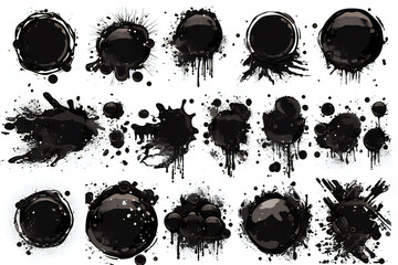 Wall Mural - Black ink splashes set, graphic element