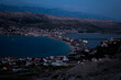 Landscape with a city of Pag in Croatia during summer evening