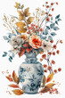 Flowers and vase, illustration for as a background.