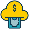 cloud money receive online filled outline