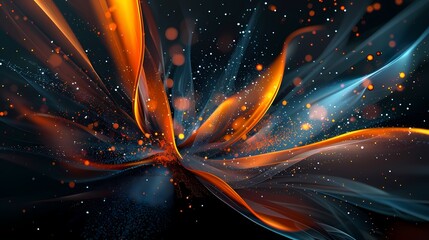 Digital technology black orange wave curve abstract poster web page PPT background