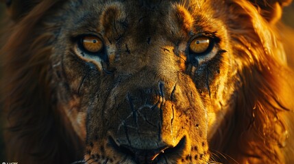 Wall Mural - witness the power and grace of a wild lion up close as it roars in the heart of the savannah