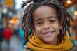 Happy smiling African American boy with dreadlocks