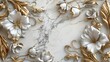 Golden Floral Art on White Marble Elegant Design