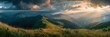 Wallpaper Nature. Breathtaking Panorama of Summer Carpathian Landscape with Clouds
