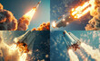 © val - Rocket launch into blue sky, symbolizing progress and innovation.