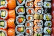 Famous Japanese food sushi, taste of Japan, fresh, beautifully arranged