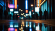 Blurred image of a city street at night