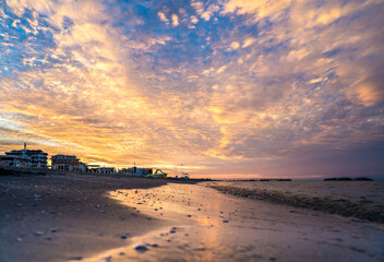 Wall Mural - Sunset on the Rimini beach, Italy