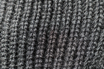 Wall Mural - Close up of black acrylic rib knit fabric