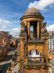 Wall Mural - Aerial photograph of the terracotta rooftops in Downtown Manchester 