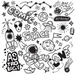 Outer Space and Astronomy Vector Doodle Set.
