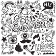 Eclectic Summer Doodles and Cute Characters Vector.