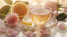 Droplets Of Lemon Juice Delicately Enhancing The Flavor Of Rose-infused Tea.