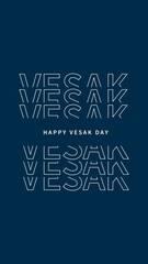 Wall Mural - Happy Vesak Day Line Art Style Text Effect Vertical