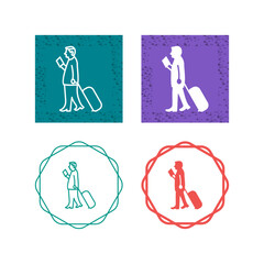 Canvas Print - Walking with Luggage Vector Icon