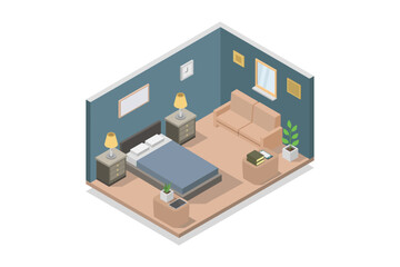 Canvas Print - Isometric bedroom