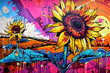background with sunflowers