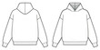 Hoodie technical fashion illustration. hoodie vector template illustration. front and back view. Regular fit. drop shoulder. unisex. white color. CAD mockup.
