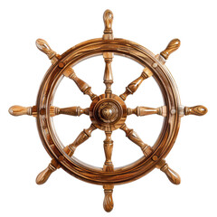 Ship boat steering wheel isolated on transparent background, clipart, cutout, png.