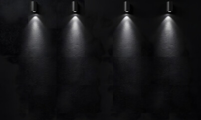 Wall Mural - Black Wall with Spotlight Illumination,  Generative AI 