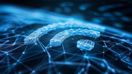 Wireless network and connection abstract data background with wifi symbol
