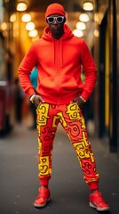 Canvas Print - Man in Red Hoodie and Yellow Pants