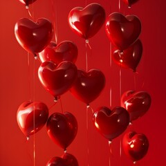 Poster - red hearts background