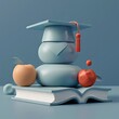 A minimalist representation of academic achievement with a graduation cap resting on stylized geometric forms. Graduation Concept.