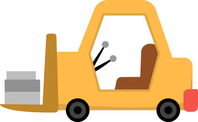 Wall Mural - Vector loader with load. Construction site and road work flat icon. Building transportation clipart. Cute special transport or repair service illustration. Yellow forklift car for kids.