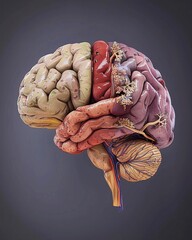 3D Illustration of Brain Anatomy Concept