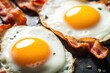Fried eggs and bacon. Traditional English breakfast. Generative Ai