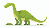 Fototapeta Dinusie - Cartoon green dinosaur on white background flat vector