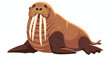 Cartoon walrus flat vector isolated on white background