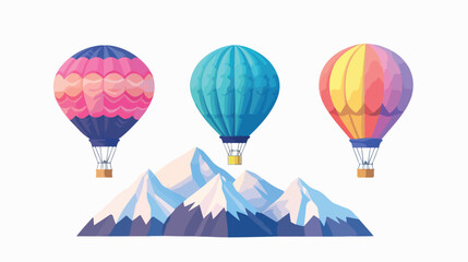  Colorful hot air balloons flying over the mountain
