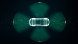 Fototapeta Łazienka - Advanced motion graphics illustrate an autonomous vehicle equipped with self-awareness and comprehensive environmental sensing, capable of operating independently without human involvement